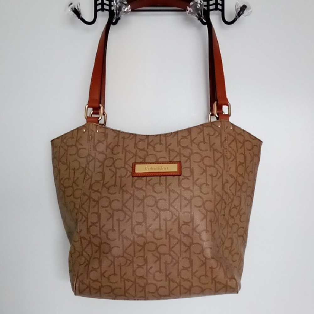 Calvin Klein Tan Monogram Shoulder Bag